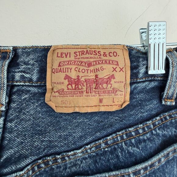 Vintage Levi's 501 Jeans 28x31* Actual Dark Stone Acid Wash Tiny USA Made 90s - Picture 7 of 16